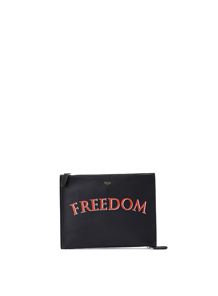 The black freedom french calf Zip Pouch by Bertoni 1949