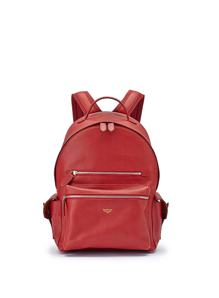 The red grain calf Zip Backpack by Bertoni 1949