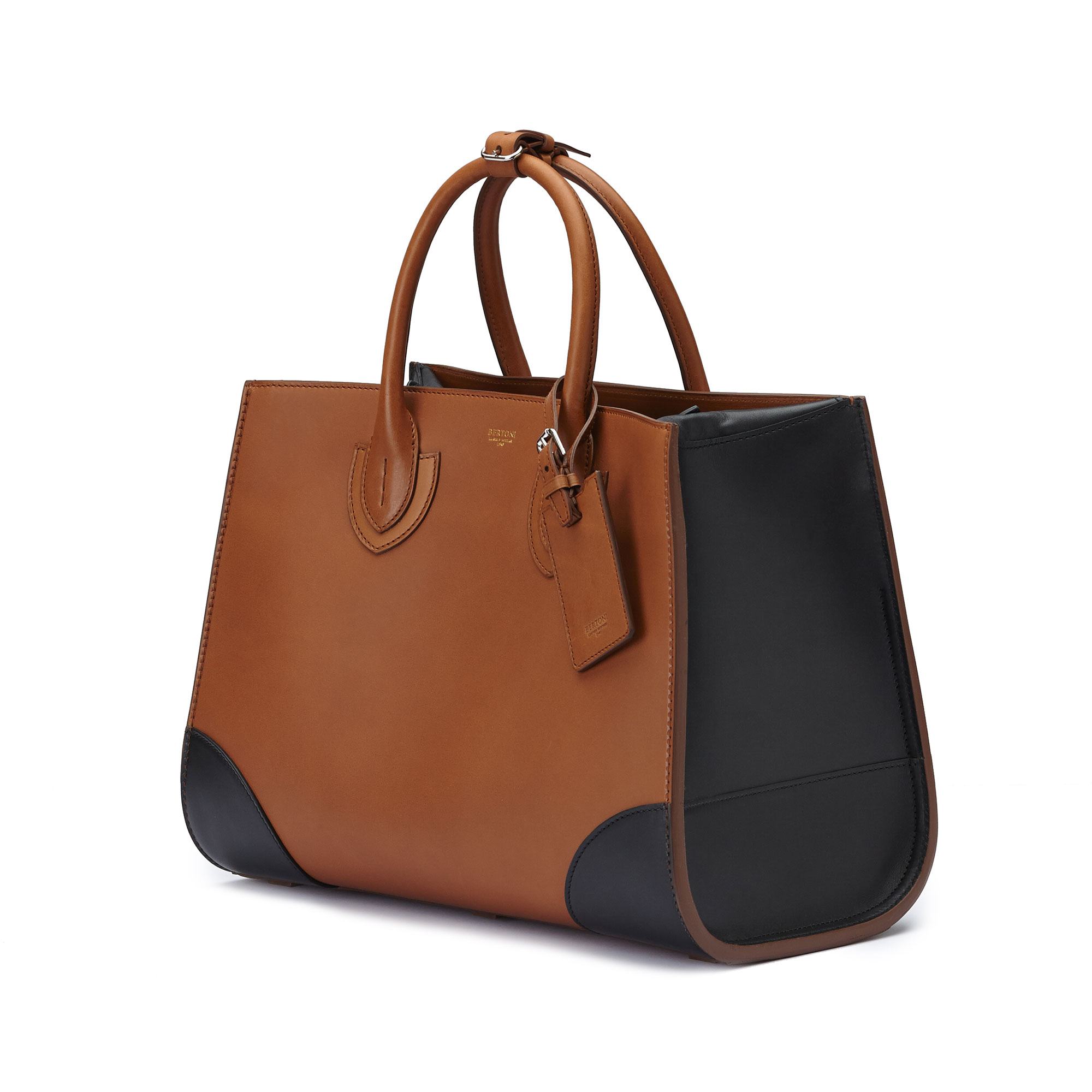 The terrabruciata and black french calf Darcy large bag by Bertoni 1949 03